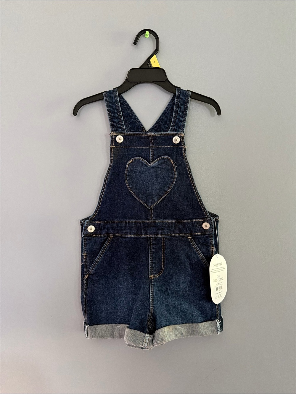 wonder nation Dark Blue Denim Heart Overall Shorts